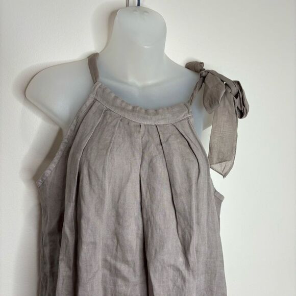 Bellambria Women’s beige 100% linen Short Sleeveless Made In Italy dress small - Picture 2 of 7